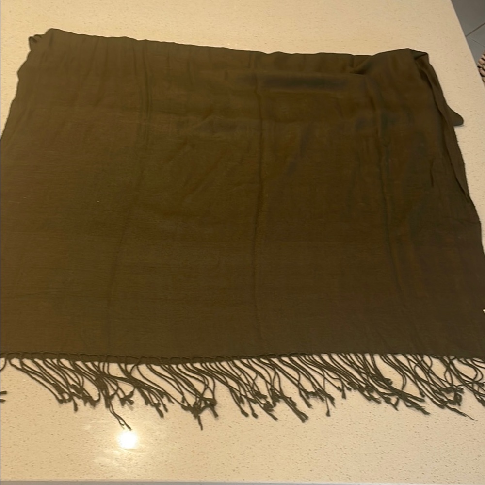 Olive Green with Fringe Scarf